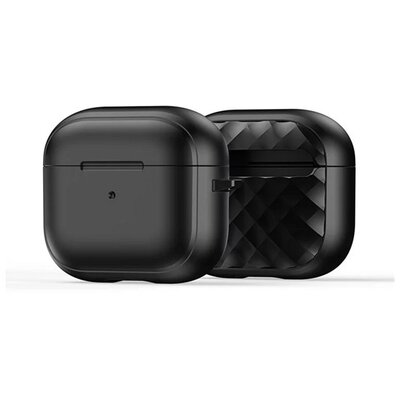 DUX DUCIS PECC szilikon tok (ütésállóság, karabíner, rombusz) FEKETE Apple AirPods 3