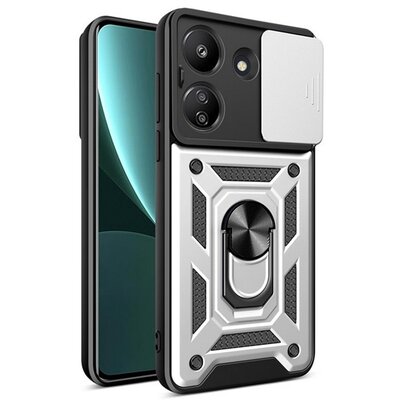 Defender szilikon telefonvédő (ütésállóság, tartógyűrű, kameravédő) EZÜST [Xiaomi Poco C65 4G / Redmi 13C 4G]