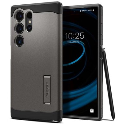 SPIGEN ACS07301 SPIGEN TOUGH ARMOR szilikon telefonvédő (ütésállóság, kitámasztó) SÖTÉTSZÜRKE [Samsung Galaxy S24 Ultra 5G (SM-S928)]