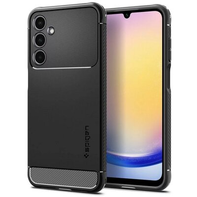 SPIGEN ACS06831 SPIGEN RUGGED ARMOR szilikon telefonvédő (ütésállóság, légpárnás sarok, karbon minta) FEKETE [Samsung Galaxy A25 5G (SM-A256)]