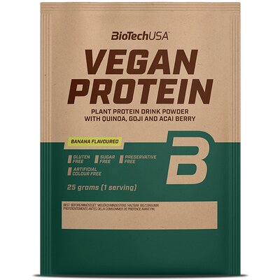 Biotech vegan protein banán ízű fehérje italpor 25 g