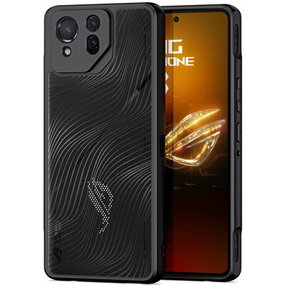 Asus ROG Phone 8 / 8 Pro, Műanyag hátlap védőtok + szilikon keret, hullám minta, Dux Ducis Aimo, áttetsző/fekete