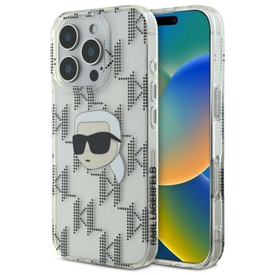 Karl Lagerfeld IML Karl Head Electroplated iPhone 16 Pro kemény hátlap tok, átlátszó