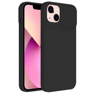 Szilikon telefonvédő (matt, mikrofiber plüss belső, kameravédő) FEKETE [Apple iPhone 15 Plus]