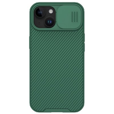 NILLKIN CAMSHIELD PRO szilikon telefonvédő (ütésállóság, kameravédő, csíkos) SÖTÉTZÖLD [Apple iPhone 15 Plus]