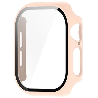 Műanyag keret (BUMPER, ütésállóság + kijelzővédő üveg) RÓZSASZÍN [Apple Watch Series 10 46mm]