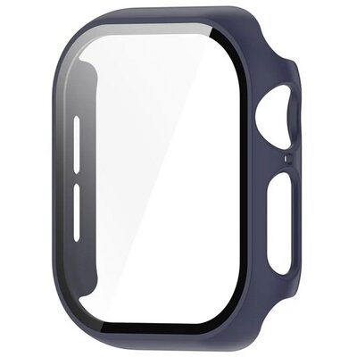 Műanyag keret (BUMPER, ütésállóság + kijelzővédő üveg) SÖTÉTKÉK [Apple Watch Series 10 42mm]