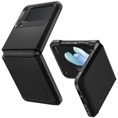 SPIGEN ACS05111 SPIGEN TOUGH ARMOR szilikon telefonvédő (ütésállóság, kitámasztó) FEKETE [Samsung Galaxy Z Flip4 5G (SM-F721)]