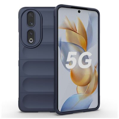 Szilikon telefonvédő (ütésállóság, kameravédő, 3D) SÖTÉTKÉK [Honor 90 5G]