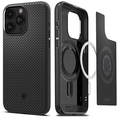 SPIGEN ACS06597 SPIGEN MAG ARMOR műanyag telefonvédő (ütésállóság, MagSafe, csíkos) FEKETE [Apple iPhone 15 Pro Max]