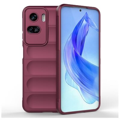 Szilikon telefonvédő (ütésállóság, kameravédő, 3D) BORDÓ [Honor 90 Lite 5G]