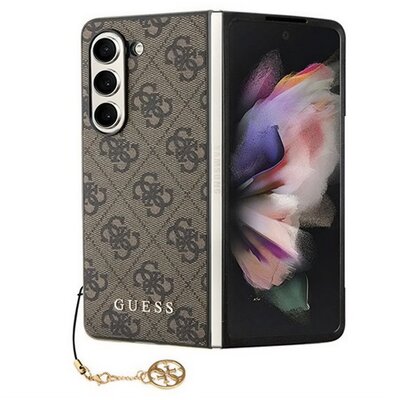 CG MOBILE GUHCZFD5GF4GBR GUESS 4G CHARMS műanyag telefonvédő (textil hátlap, telefondísz) BARNA [Samsung Galaxy Z Fold5 5G (SM-F946)]