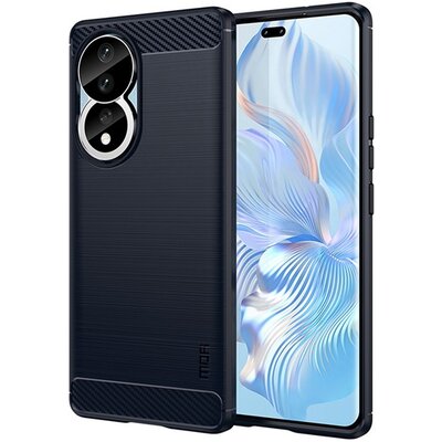 MOFI szilikon telefonvédő (ütésállóság, légpárnás sarok, szálcsiszolt, karbon minta) SÖTÉTKÉK [Honor 90 5G]