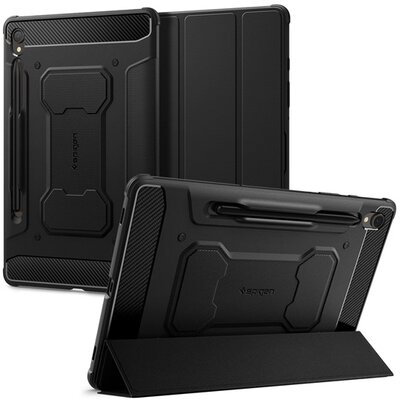 SPIGEN ACS06540 SPIGEN RUGGED ARMOR PRO tok álló (aktív FLIP, ütésállóság, TRIFOLD, asztali tartó, ceruza tartó) FEKETE [Samsung Galaxy Tab S9 LTE (SM-X716) / Galaxy Tab S9 WIFI (SM-X710)]