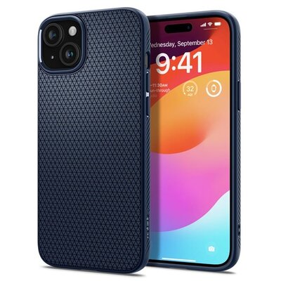 SPIGEN ACS06651 SPIGEN LIQUID AIR szilikon telefonvédő (ütésállóság, légpárnás sarok, rombusz) SÖTÉTKÉK [Apple iPhone 15 Plus]