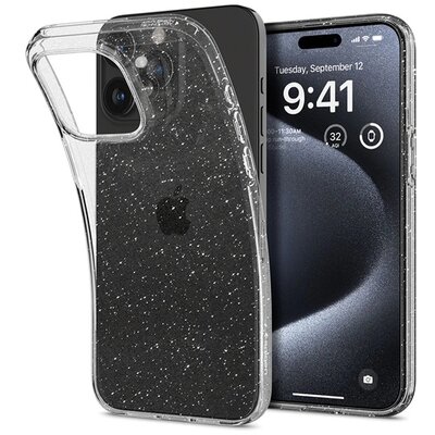 SPIGEN ACS06701 SPIGEN LIQUID CRYSTAL GLITTER szilikon telefonvédő (ütésállóság, légpárnás sarok, csillámporos) ÁTLÁTSZÓ [Apple iPhone 15 Pro]