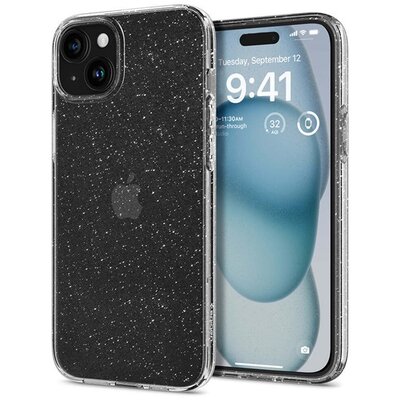 SPIGEN ACS06788 SPIGEN LIQUID CRYSTAL GLITTER szilikon telefonvédő (ütésállóság, légpárnás sarok, csillámporos) ÁTLÁTSZÓ [Apple iPhone 15]