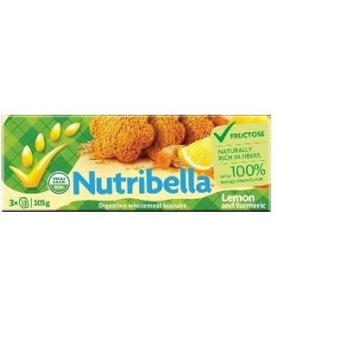 Nutribella keksz fruktózzal citrom-kurkuma 105 g