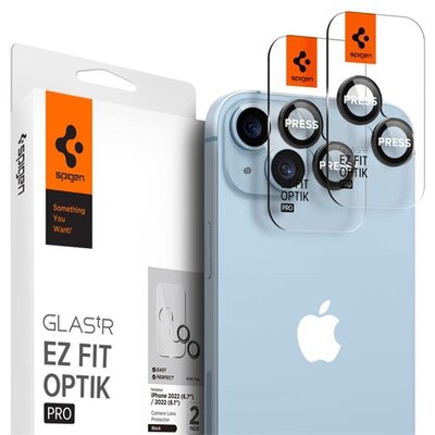 SPIGEN AGL05213 SPIGEN OPTIK PRO kameravédő üveg 2db (9H) FEKETE [Apple iPhone 14 Plus / iPhone 14 / iPhone 15 Plus ]