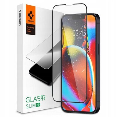 SPIGEN AGL03383 SPIGEN FC képernyővédő üveg (2.5D, extra karcálló, 9H, 0.3mm, színkiemelés) FEKETE [Apple iPhone 13 Pro Max]