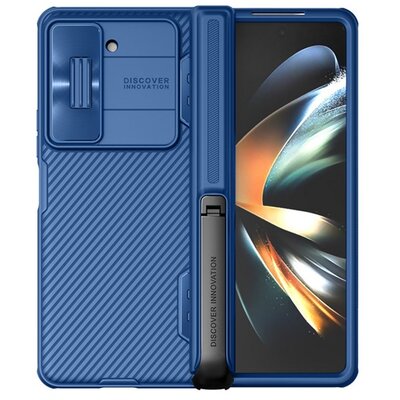 NILLKIN CAMSHIELD FOLD szilikon telefonvédő (ütésállóság, kameravédő, kitámasztó) SÖTÉTKÉK [Samsung Galaxy Z Fold5 5G (SM-F946)]