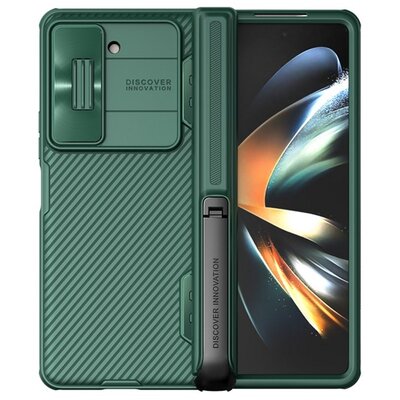 NILLKIN CAMSHIELD FOLD szilikon telefonvédő (ütésállóság, kameravédő, kitámasztó) SÖTÉTZÖLD [Samsung Galaxy Z Fold5 5G (SM-F946)]