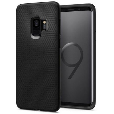 Samsung Galaxy S9 SM-G960, TPU szilikon tok, Spigen Liquid Air, háromszög minta, fekete