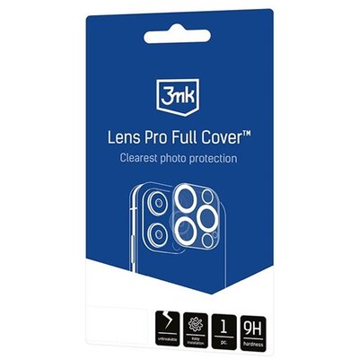 3MK LENS PRO FULL COVER kameravédő üveg (2.5D, 9H) ÁTLÁTSZÓ [Apple iPhone 12 Pro]