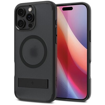 SPIGEN ACS08379 SPIGEN ULTRA HYBRID S műanyag telefonvédő (ütésállóság, légpárnás keret, kitámasztó, MagSafe) FEKETE [Apple iPhone 16 Pro 5G]