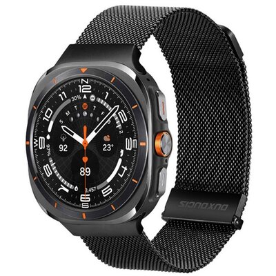 DUX DUCIS pótszíj (egyedi méret, alumínium, milánói, mágneses) FEKETE [Samsung Galaxy Watch Ultra eSIM 47mm (SM-L705)]