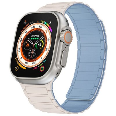 Pótszíj (egyedi méret, kicsi, szilikon, 3D, mágneses) FEHÉR/VILÁGOSKÉK [Apple Watch Series 10 42mm / Watch Series 5 40mm / Watch Series 4 40mm]