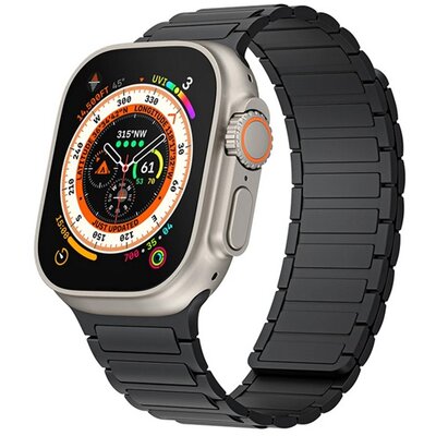 Pótszíj (egyedi méret, kicsi, szilikon, 3D, mágneses) FEKETE [Apple Watch Series 10 42mm / Watch Series 5 40mm / Watch Series 4 40mm]