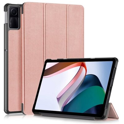 Tok álló, bőr hatású (aktív FLIP, oldalra nyíló, TRIFOLD, asztali tartó) ROZÉARANY [Xiaomi Redmi Pad SE 11]