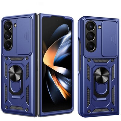 Defender szilikon telefonvédő (ütésállóság, tartógyűrű, kameravédő) SÖTÉTKÉK [Samsung Galaxy Z Fold5 5G (SM-F946)]