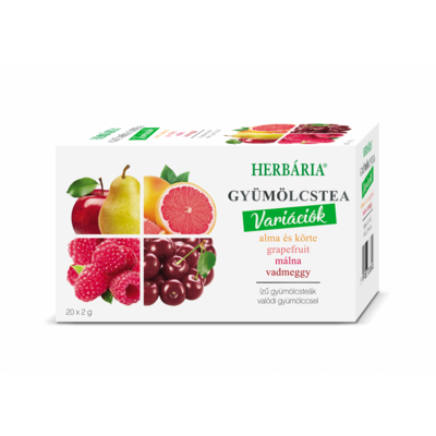 Herbária gyümölcstea mix 1 alma-körte, grapefruit, málna, vadmeggy variáció 20x2 g 40 g