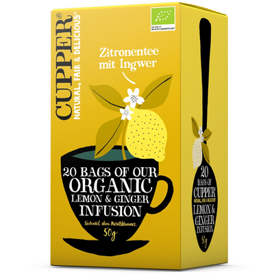 Cupper bio lemon&ginger citrom-gyömbér gyümölcstea 20db 50 g