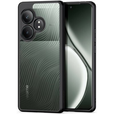 Realme GT6 / GT 6T / GT Neo6 / GT Neo6 SE, Műanyag hátlap védőtok + szilikon keret, hullám minta, Dux Ducis Aimo, áttetsző/fekete