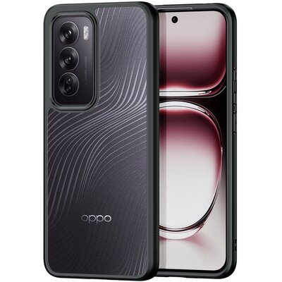 Oppo Reno12, Műanyag hátlap védőtok + szilikon keret, hullám minta, Dux Ducis Aimo, áttetsző/fekete