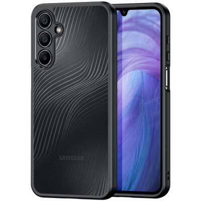 Samsung Galaxy A16 4G / A16 5G SM-A165F / A166B, Műanyag hátlap védőtok + szilikon keret, hullám minta, Dux Ducis Aimo, áttetsző/fekete