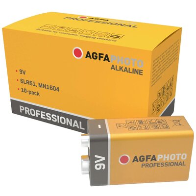 AgfaPhoto Professional 6LR61 9V-os elem Alkáli mangán 9 V 10 db