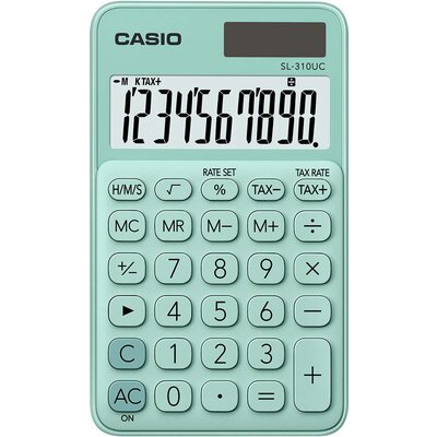 Casio SL-310UC-GN Zsebszámológép Zöld Kijelző (számjegy): 10 Napenergiával üzemeltetett, Elemekről üzemeltetett (Sz x Ma x Mé) 70 x 8 x 118 mm