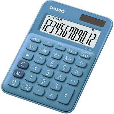 Casio MS-20UC-BU Asztali számítógép Kék Kijelző (számjegy): 12 Napenergiával üzemeltetett, Elemekről üzemeltetett (H x Sz x Ma) 149.5 x 105 x 23 mm