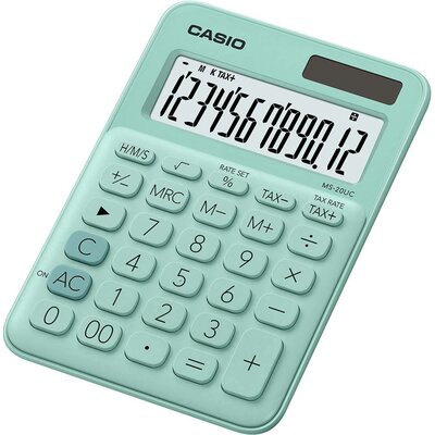 Casio MS-20UC-GN Asztali számítógép Zöld Kijelző (számjegy): 12 Napenergiával üzemeltetett, Elemekről üzemeltetett (Sz x Ma x Mé) 105 x 23 x 149.5 mm