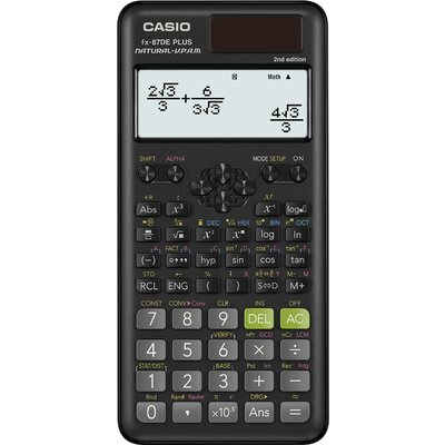 Casio FX-87DEPLUS-2 Műszaki-tudományos számítógép Fekete Kijelző (számjegy): 12 Napenergiával üzemeltetett, Elemekről üzemeltetett (Sz x Ma x Mé) 77 x 11 x 162