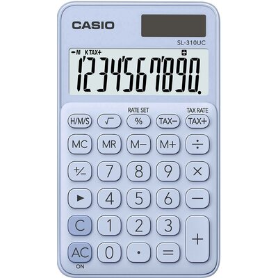 Casio SL-310UC-LB Zsebszámológép Világoskék Kijelző (számjegy): 10 Napenergiával üzemeltetett, Elemekről üzemeltetett (Sz x Ma x Mé) 70 x 8 x 118 mm