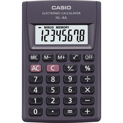 Casio HL-4A Zsebszámológép Antracit Kijelző (számjegy): 8 Elemekről üzemeltetett (Sz x Ma x Mé) 56 x 9 x 87 mm