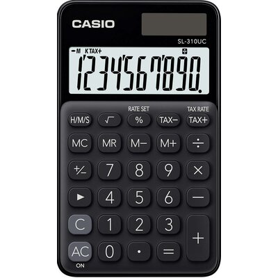 Casio SL-310UC-BK Zsebszámológép Fekete Kijelző (számjegy): 10 Napenergiával üzemeltetett, Elemekről üzemeltetett (Sz x Ma x Mé) 70 x 8 x 118 mm