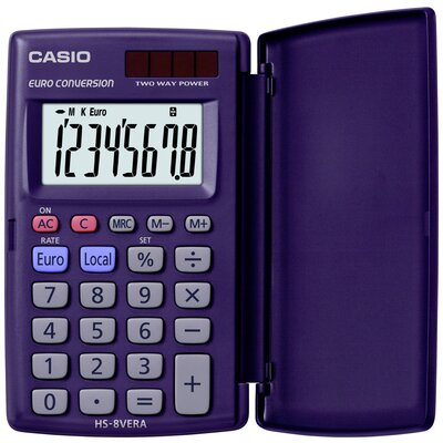 Casio HS-8VERA Zsebszámológép Sötétkék Kijelző (számjegy): 8 Napenergiával üzemeltetett, Elemekről üzemeltetett (Sz x Ma x Mé) 62.5 x 10 x 104 mm