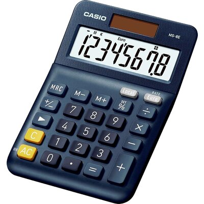 Casio MS-8E Asztali számítógép Sötétkék Kijelző (számjegy): 8 Napenergiával üzemeltetett (H x Sz) 101 mm x 149 mm