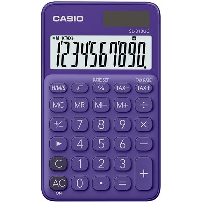 Casio SL-310UC Zsebszámológép Viola Kijelző (számjegy): 10 Napenergiával üzemeltetett, Elemekről üzemeltetett (Sz x Ma x Mé) 70 x 8 x 118 mm